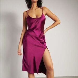 Dynamite Satin Slip Dress - Deep Magenta